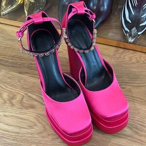 Hot Pink Platform Heels with Ankle strap